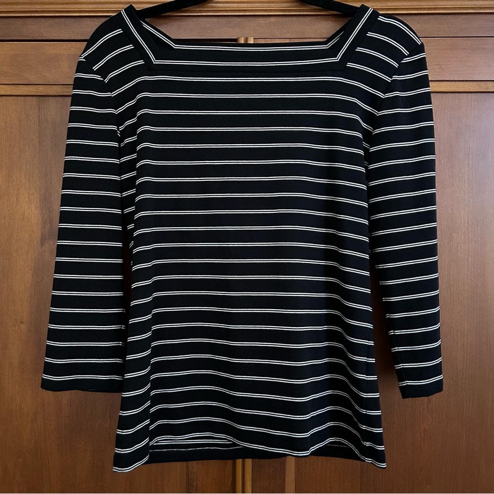 Lauren by Ralph Lauren 3/4 Sleeves black and White Nautical.  Large